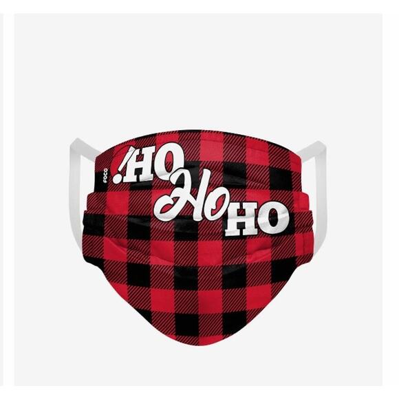 Holiday Christmas Santa Candy Cane Checkered Pleated Face Cover Mask SET (4) NWT - Picture 4 of 7
